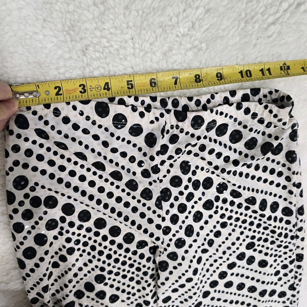 TOWER Vintage 90s Polka‎ Dot Wide Leg Palazzo Pants White Black Sequin Size M - Picture 3 of 13